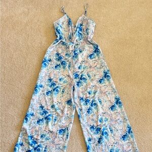 Fanco Blue Floral Jumpsuit in size Medium